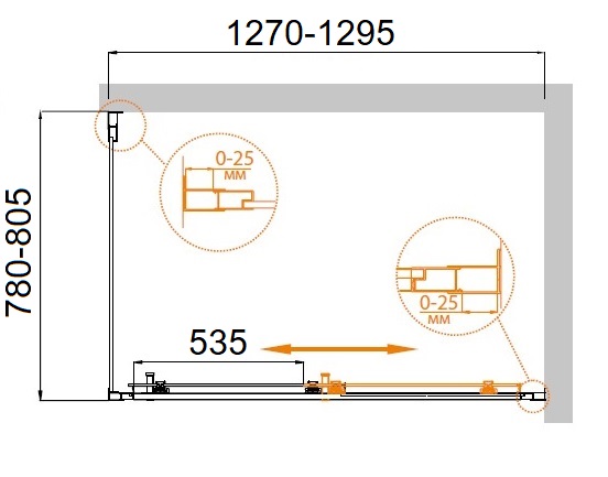 Душевой уголок CEZARES MOLVENO-AH-11-130/80-C-Cr-IV - Вид №2