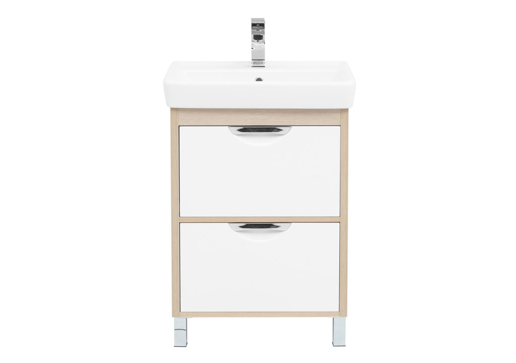 Тумба под раковину Aquanet Гретта 60 New светлый дуб (2 ящика) 00239400 - Вид №2