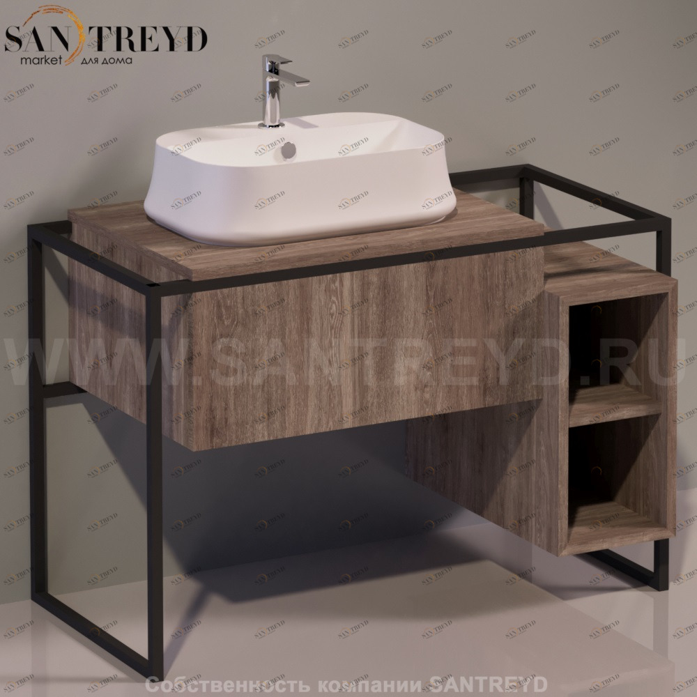 Консоль металлическая с ящиком и открытыми полками FRAME темный дуб Simas FM1ROVERESCURO