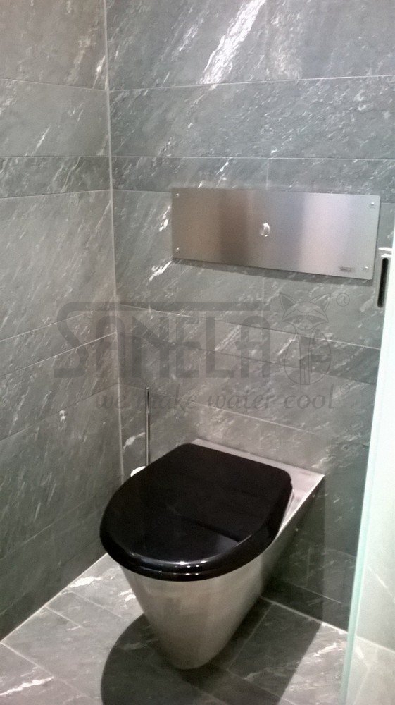 14026 Устройство смыва унитаза с пьезо кнопкой, с антивандальной крышкой, с рамой SLR 21, 24 В пост. SANELA  - Вид №1