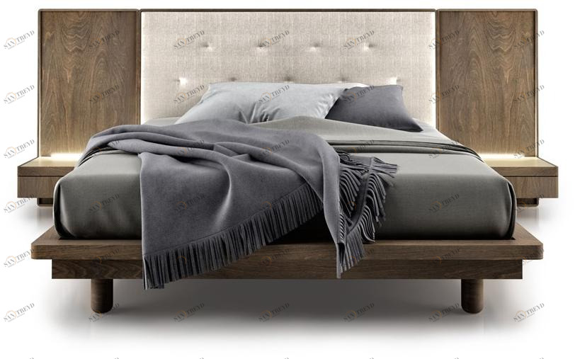 Huppé Кровать со встроенными прикроватными тумбочками с тафтинговым изголовьем Surface 25602-01/25802-01-eu HUPPE