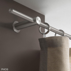 VS20-80-3800 Комплект карнизов: 380 см с 2 кронштейнами и 1 кронштейном в качестве центральной опоры (небольшое расстояние от стены) PHOS