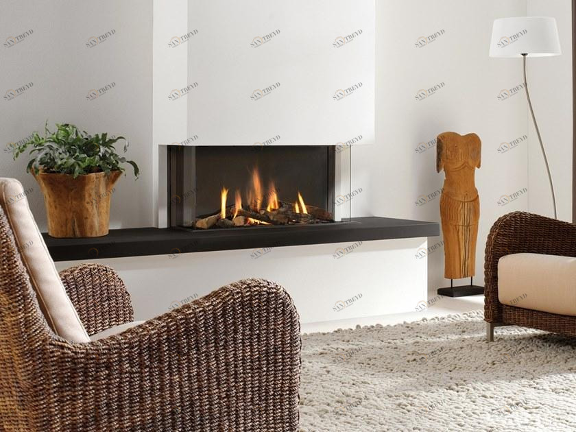 Element4 Трехсторонний газовый камин из стали с панорамным остеклением sun-id-1484545