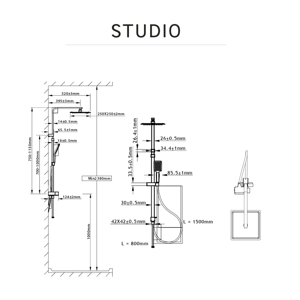 Sensea Studio: Душевая стойка с верхним душем и антиторсионным шлангом 88103664 STLM-0076708 - Вид №15