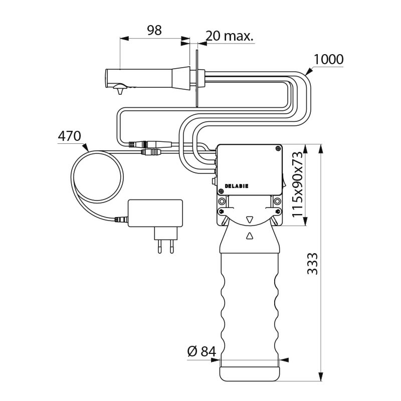 512051P Настенный сенсорный диспенсер для жидкого мыла или пены, 1 литр DELABIE  - Вид №1