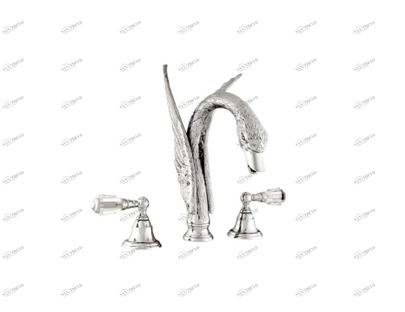 039654.D00.50 Комплект для ванны на три отверстия с кристаллами swarovski swan series Яркий хром Mestre