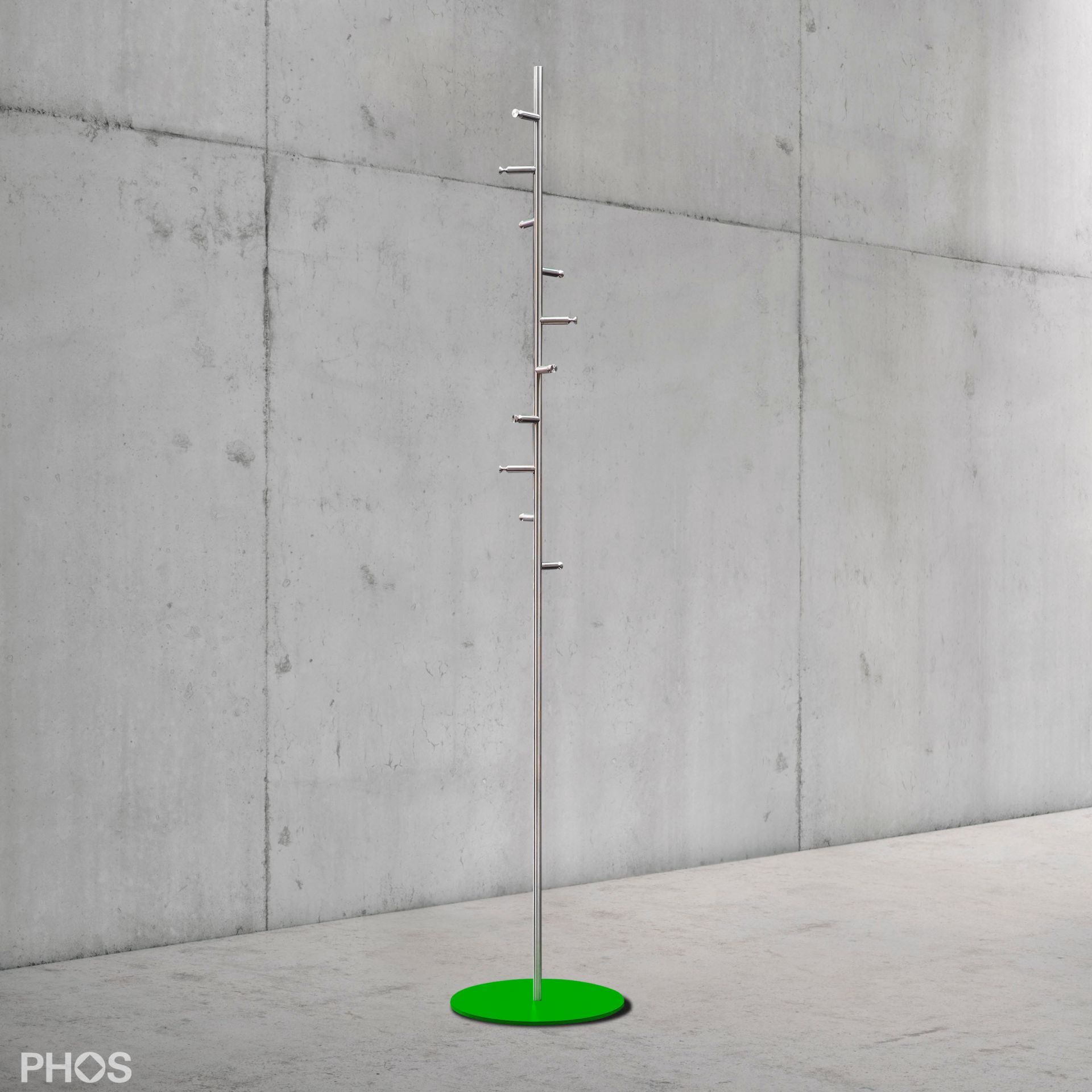 GSTH10-B-BPGr Вешалка для полотенец и вешалка для верхней одежды с 10 крючками, основание: зеленое PHOS 