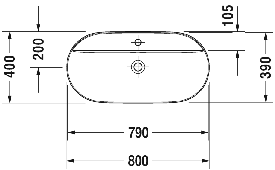 0380802300 Подвесная раковина настенная овальная Duravit Luv - Вид №2