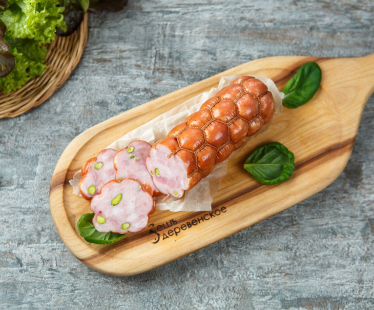 7368 Колбаса "Волшебная" с фисташками в/к Вкусляндия  - Вид №1