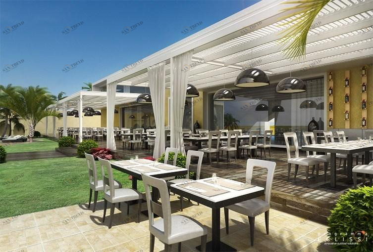 DIRELLO Настенная пергола из алюминия с регулируемыми жалюзи и подсветкой sun-id-1412208