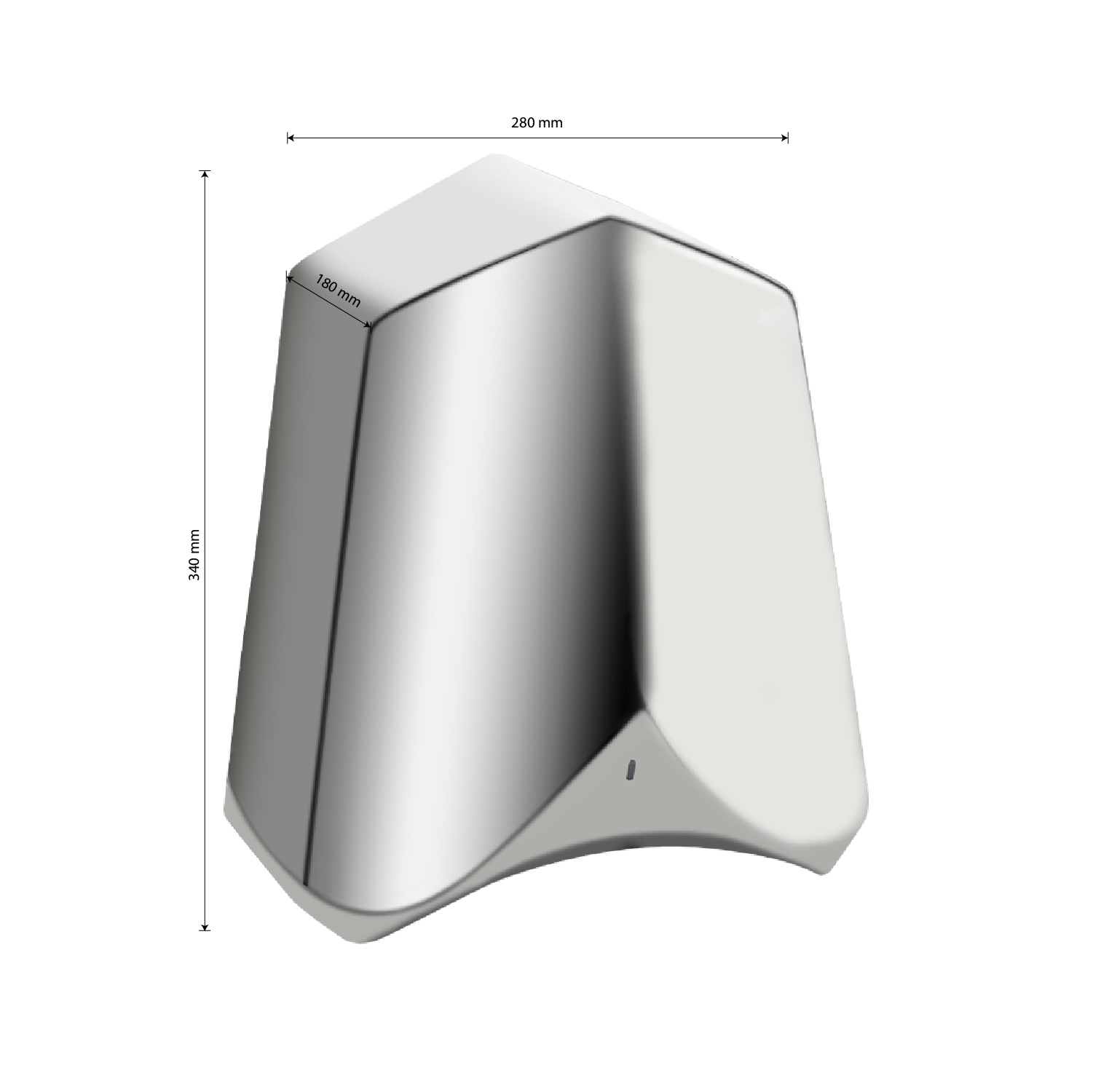 GFmark - Сушилка для рук, новая модель V-windblade - ПРЕМИУМ, 1100W, хромированная, из нержавеющей стали, антивандальная, код: 6869  - Вид №1