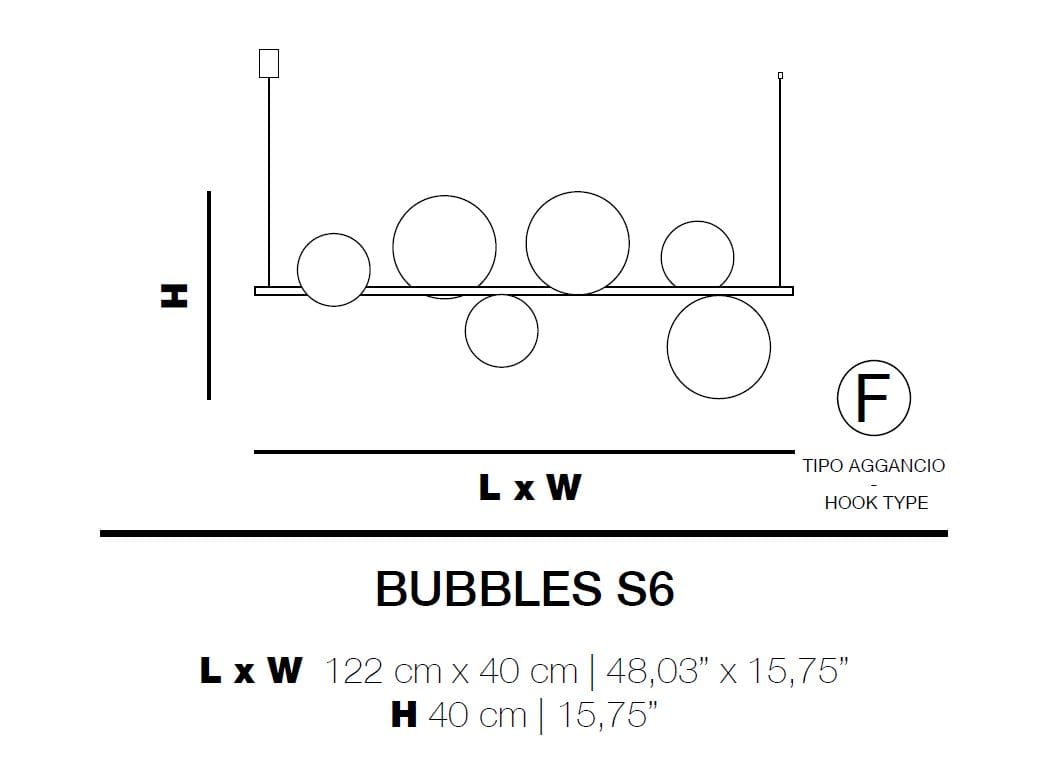 Подвесной светильник из железа и стекла Euroluce Lampadari Bubbles ARCH-00092636 - Вид №1