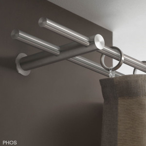 VS20-140D1000 Гардинный карниз комплект: 100 см двуствольный с 2 ​​кронштейнами PHOS