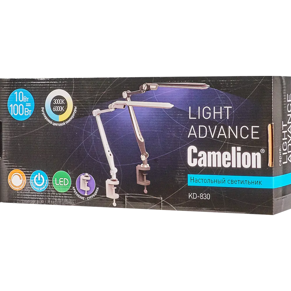 Рабочая лампа настольная светодиодная Camelion KD-830 на струбцине, цвет чёрный 82705340 STLM-2052976  - Вид №6