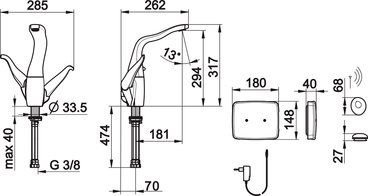 Oras 8222F Смеситель для кухни, 230/12 V 8222F ALESSI Swan By Хром  - Вид №1