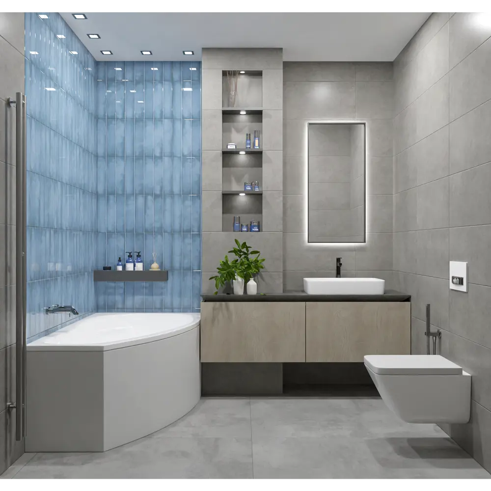 Azori Cruise - настенная плитка серый бетон для ванной комнаты 89401961 STLM-1565422 - Вид №5