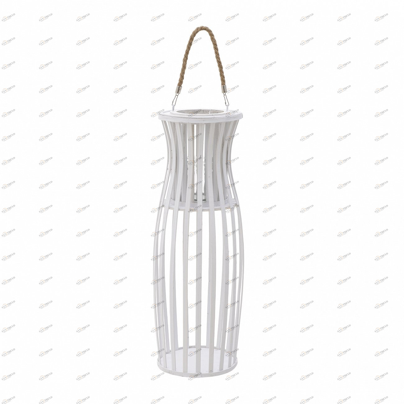 Подсвечник-фонарь деревянный белый 62 см TO4ROOMS  303534 Белый 