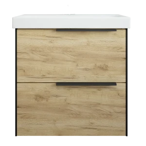 Тумба под раковину подвесная Sanflor Барселона 60 см цвет дуб крафт золотой с раковиной Cersanit Moduo 60 см фарфор