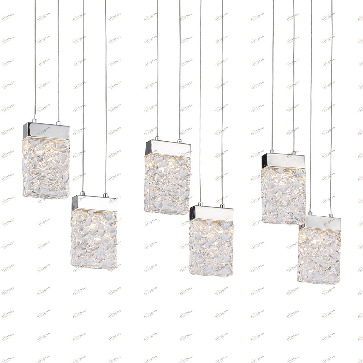 Светильник подвесной 150х100 см хром Delight Collection MD17090026-6D DELIGHT COLLECTION ДИЗАЙНЕРСКИЕ 00-3882272 Прозрачный;хром 