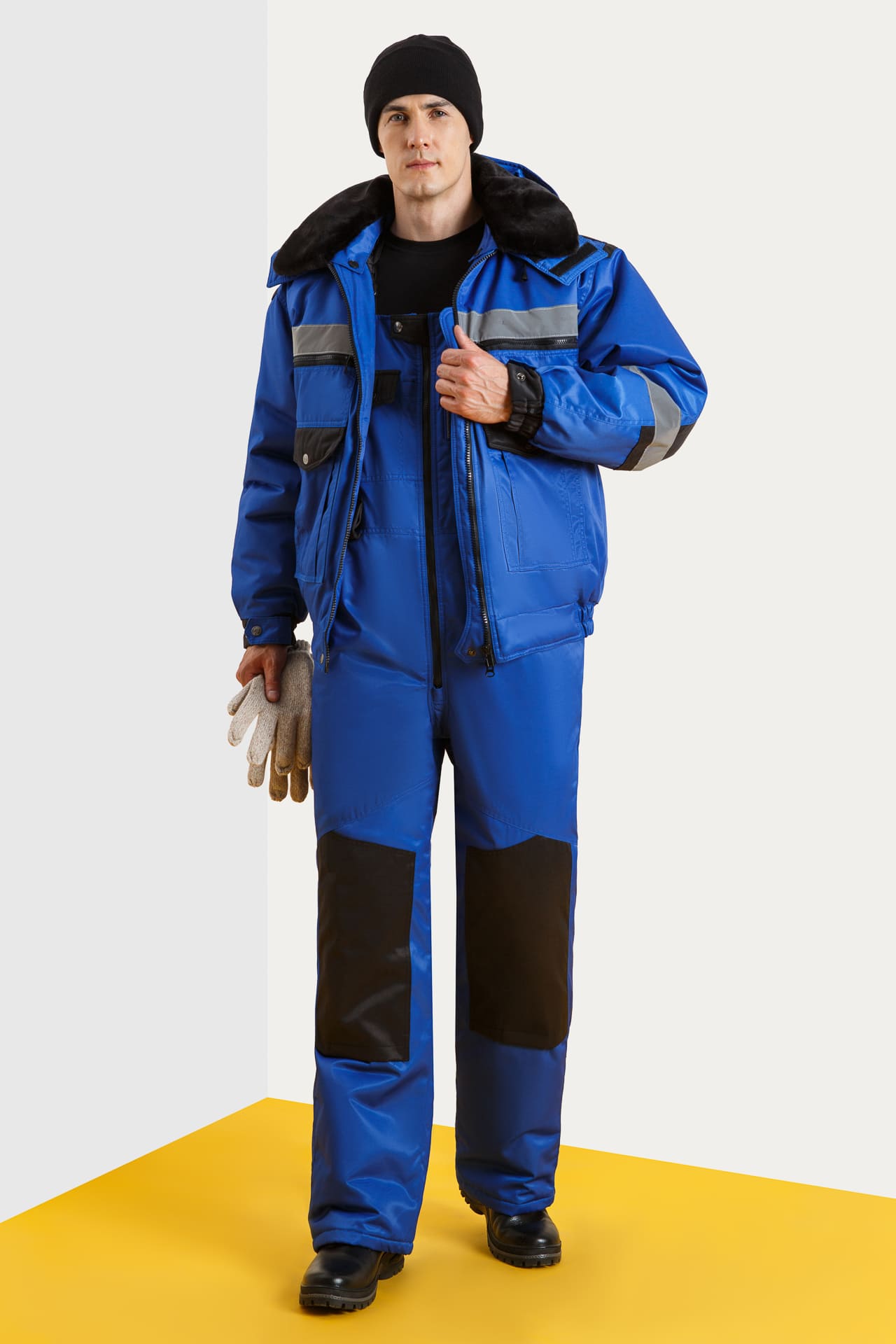 64891 Костюм "Профессионал" зимний василек-черный с СВП  Зимняя спецодежда  размер 52-54/170-176  - Вид №12