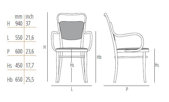 Мягкий стул из бука с подлокотниками Wiener GTV Design Vienna 144 ARCH-00000977 - Вид №2