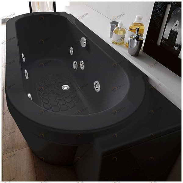 Ванна Gruppo treesse Playa V8187-SX-C чёрная с гидромассажем овальная угловая пристенная левая STDV8187SXC