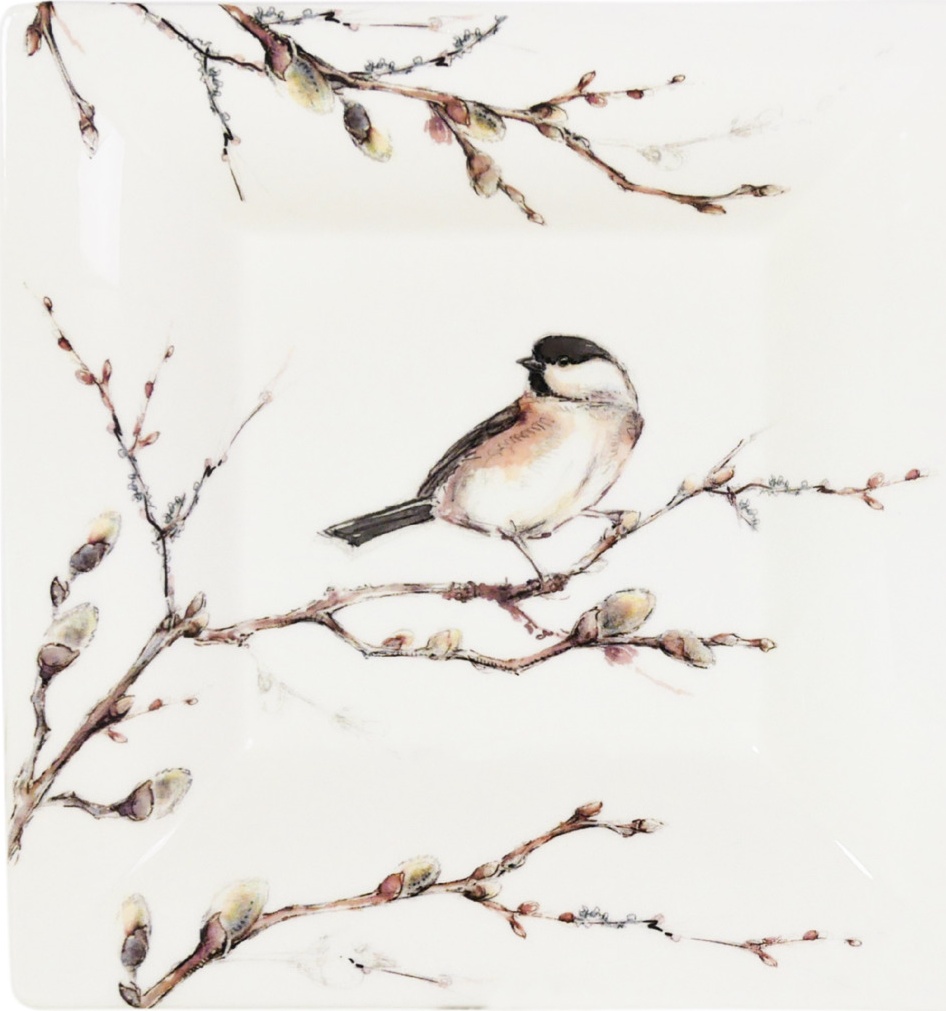 10667990 Gien Блюдо квадратное Gien Лесные птицы 17х17см, фаянс Фаянс 