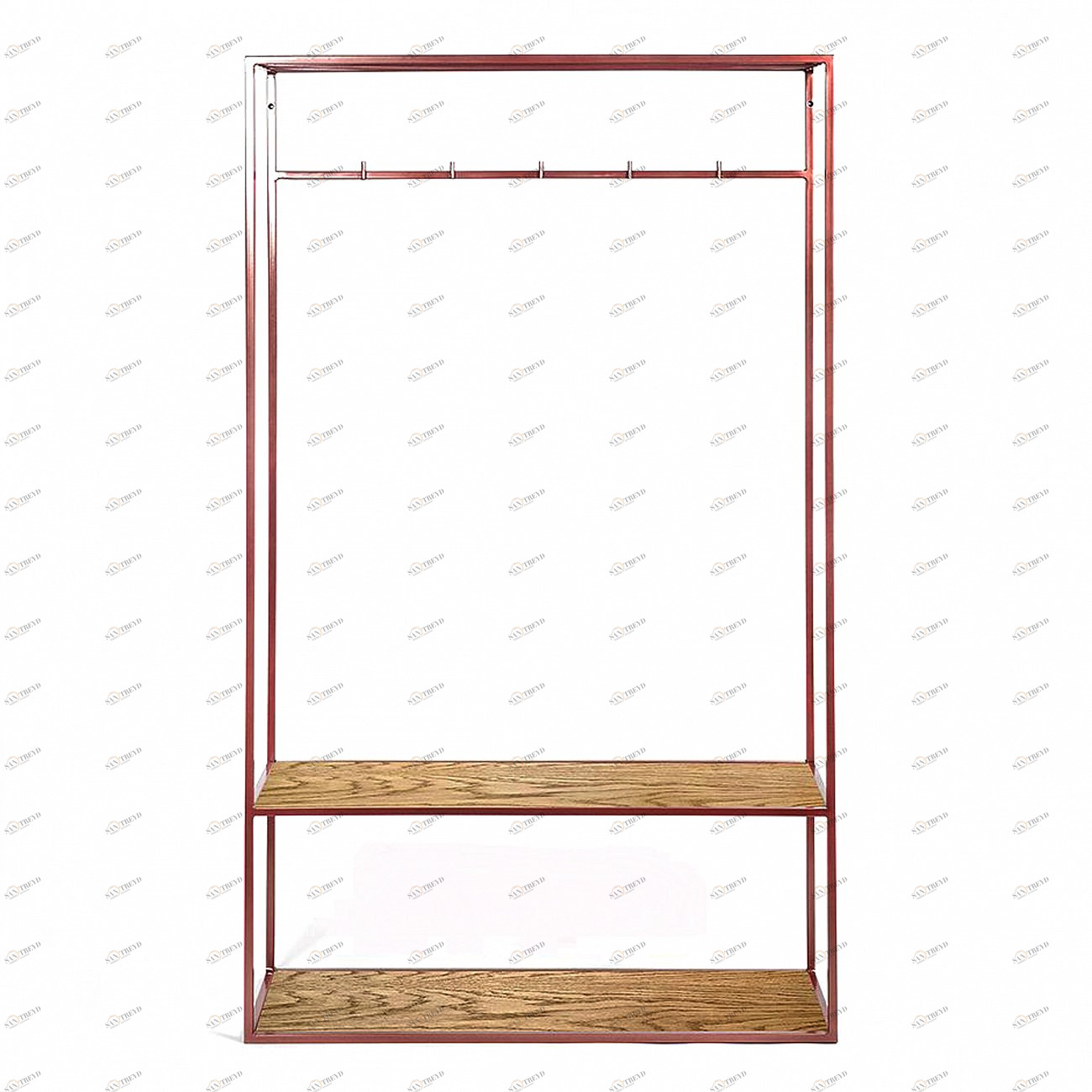 Вешалка в прихожую с полкой медь, темный дуб Hallra 2 copper INTELLIGENT DESIGN ВЕШАЛКИ HALLRA 261041 Коричневый;медный 