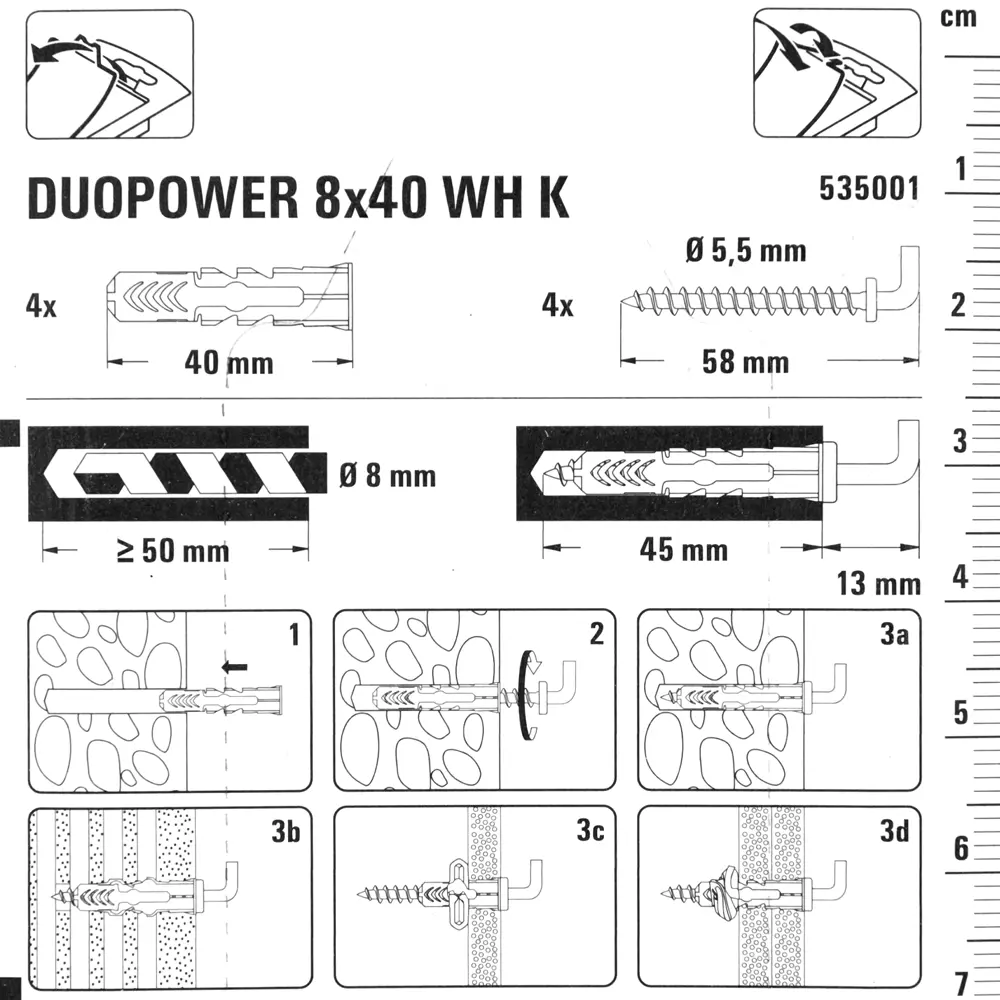 Дюбель для полнотелых материалов Duopower 8x40 мм прямой крюк цвет серый/красный 4 шт. 81871895 STLM-2141802 FISCHER  - Вид №3