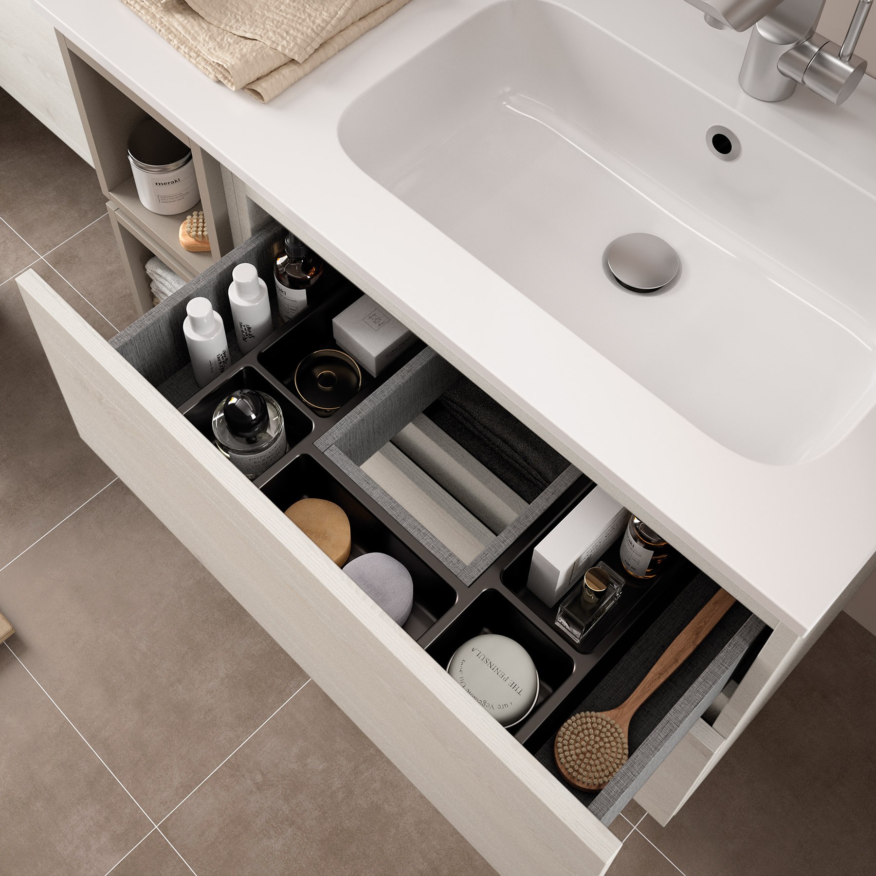 23307 SALGAR Мебель для умывальника FUSSION LINE 1000 SBIANCATO с 2 ящиками 997 x 540 x 450 мм Sbiancato - Вид №2