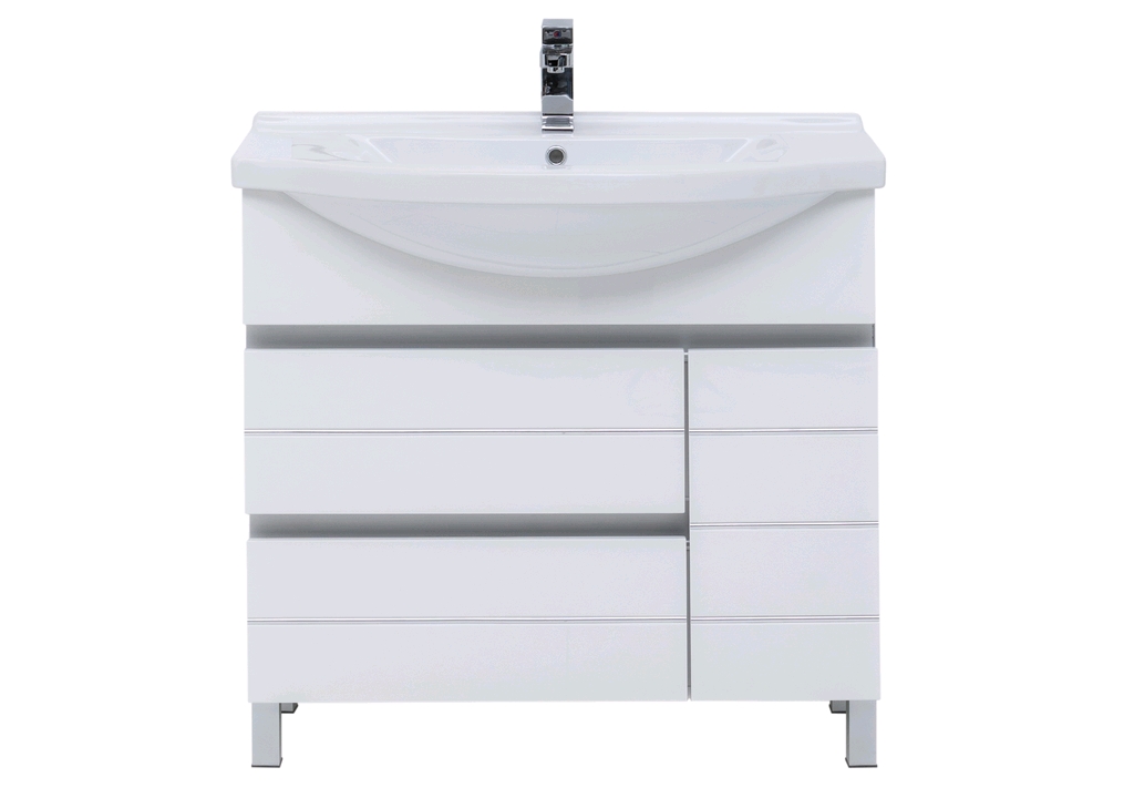 Тумба с раковиной Aquanet Доминика 90 L белый (раковина Эльбрус) 0023840700168865 - Вид №4