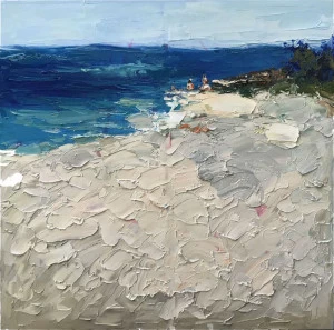 Картина на холсте 100х100 см "Пляж" EVENHOME КАРТИНЫ МАСЛОМ 130003 Бежевый;голубой;коричневый;разноцветный