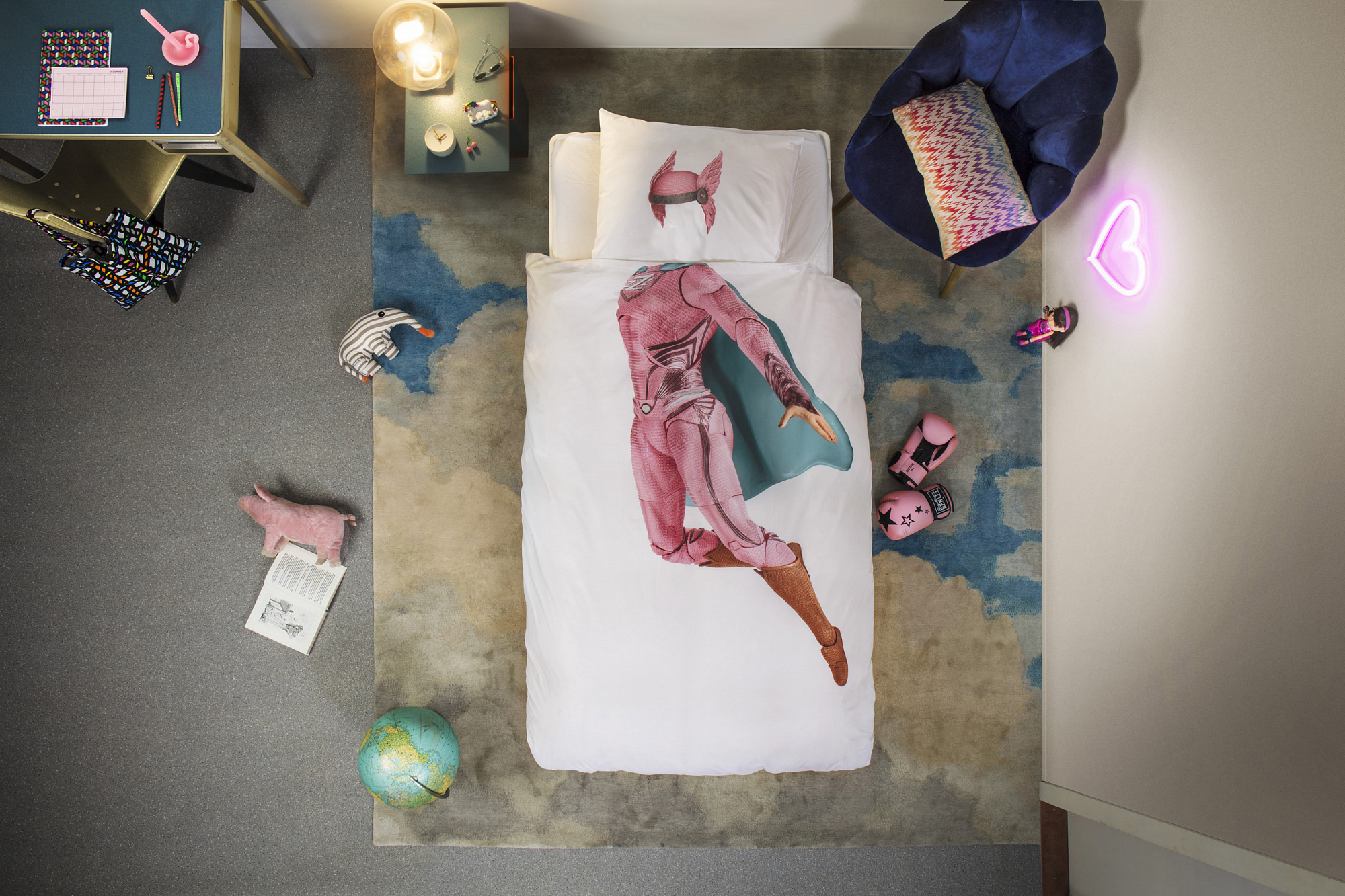 Детское постельное белье односпальное "Супергероиня" 150х200 см SNURK  335501 Белый;розовый  - Вид №1