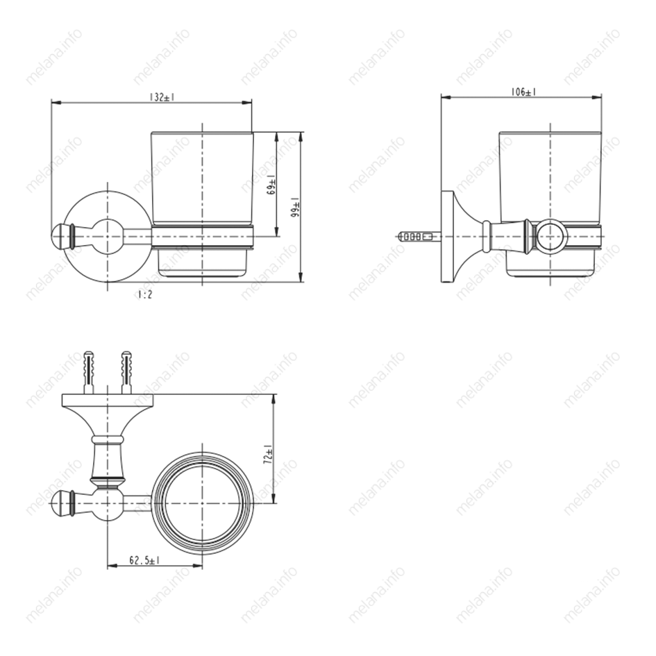 Стакан подвесной MELANA золото MLN-821010 821 серия - Вид №1