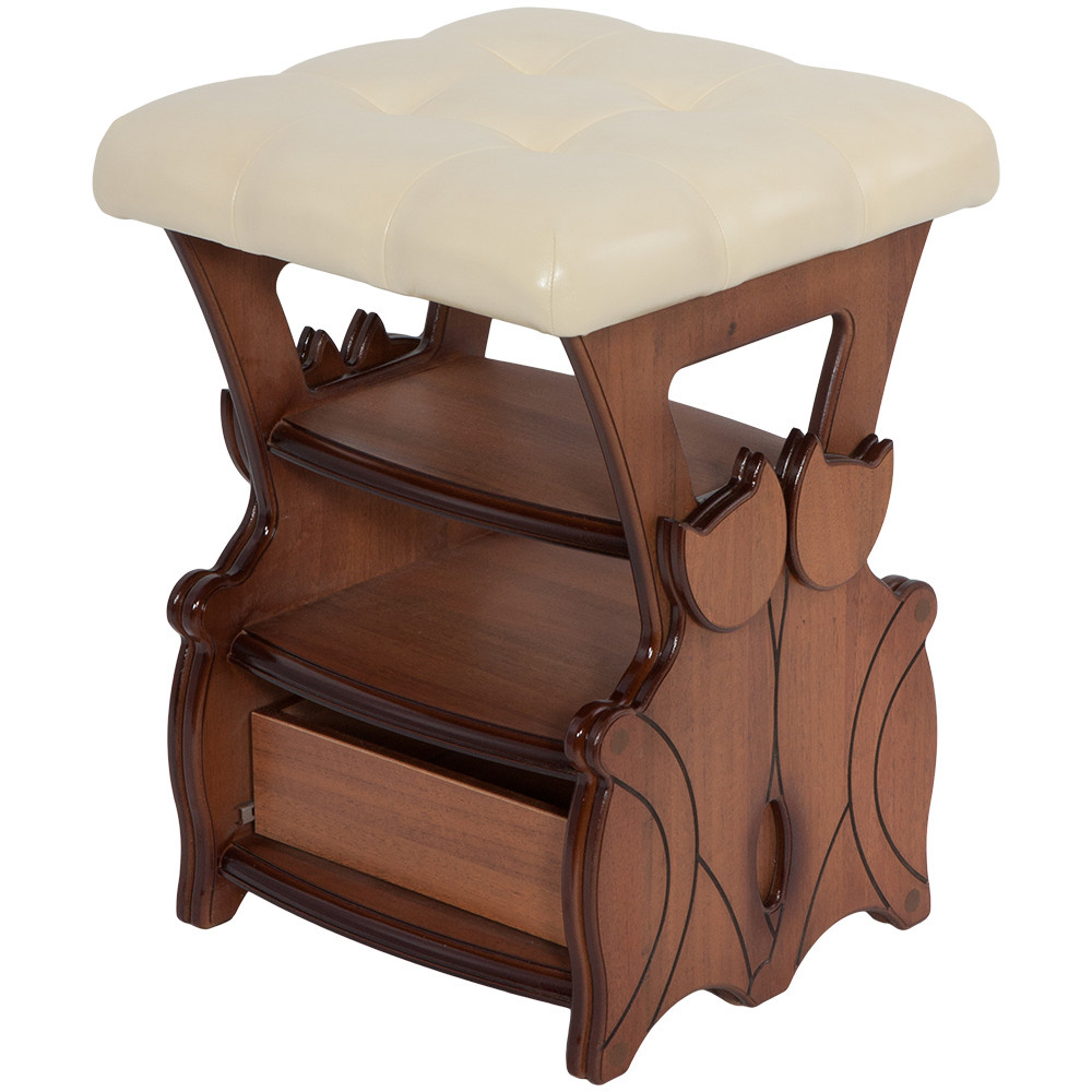 11178 BOGACHO Табурет Марта 2 с ящиком Орех Ваниль МДФ / искусственная кожа  - Вид №2