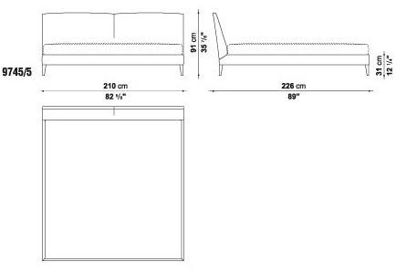 Maxalto Двуспальная кровать с обивкой и съемным чехлом из ткани Selene sun-id-1484025 - Вид №4