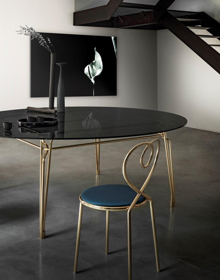 GHIDINI1961 Круглый обеденный стол из стекла Botany sun-id-1360585 - Вид №6