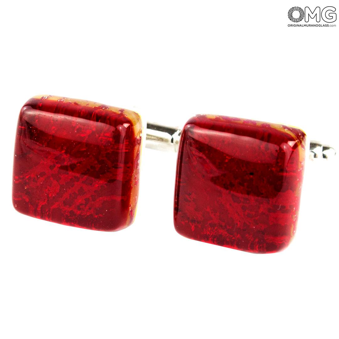 3997 ORIGINALMURANOGLASS Запонки красные - муранское стекло OMG 1 см  - Вид №1