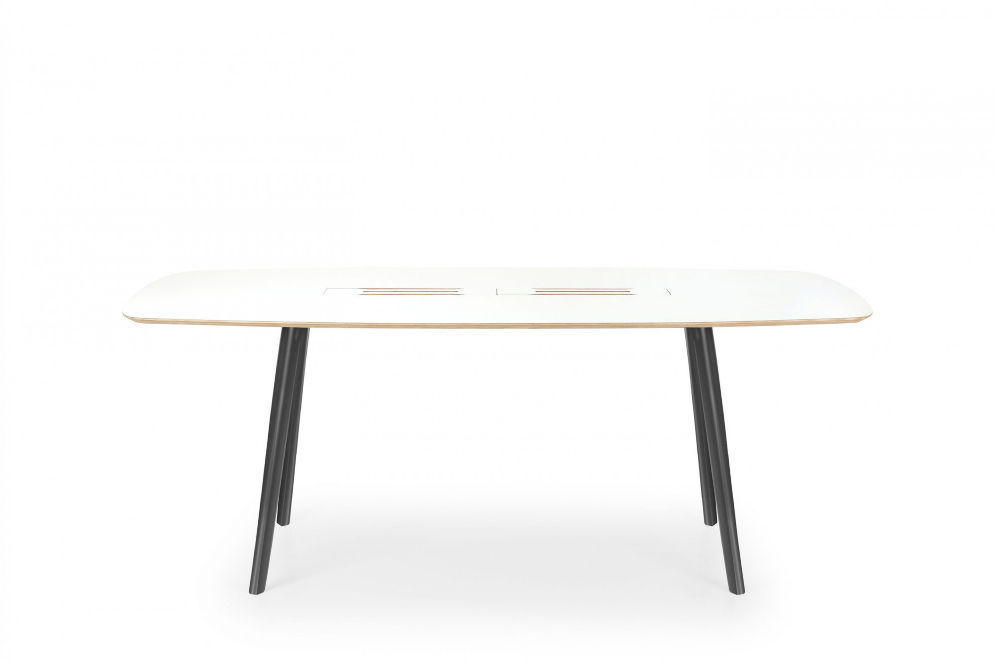 WI 240H laminated White top, steel legs Table 240x120 True Design Wing