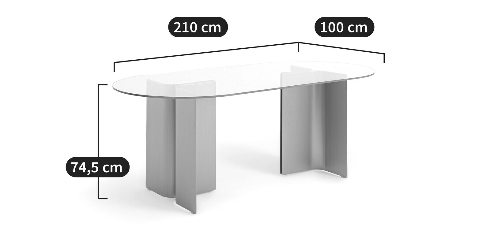 Стол из нержавеющей стали и стекла AMPM Gira ARCH-00136064 - Вид №6