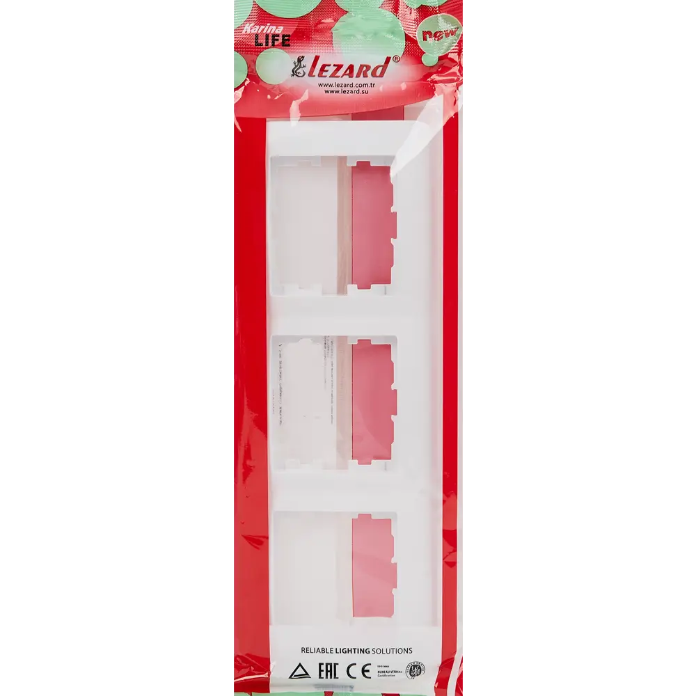 Рамка для розеток и выключателей Lezard Karina Life 3 поста горизонтальная цвет белый STLM-2190573 - Вид №2