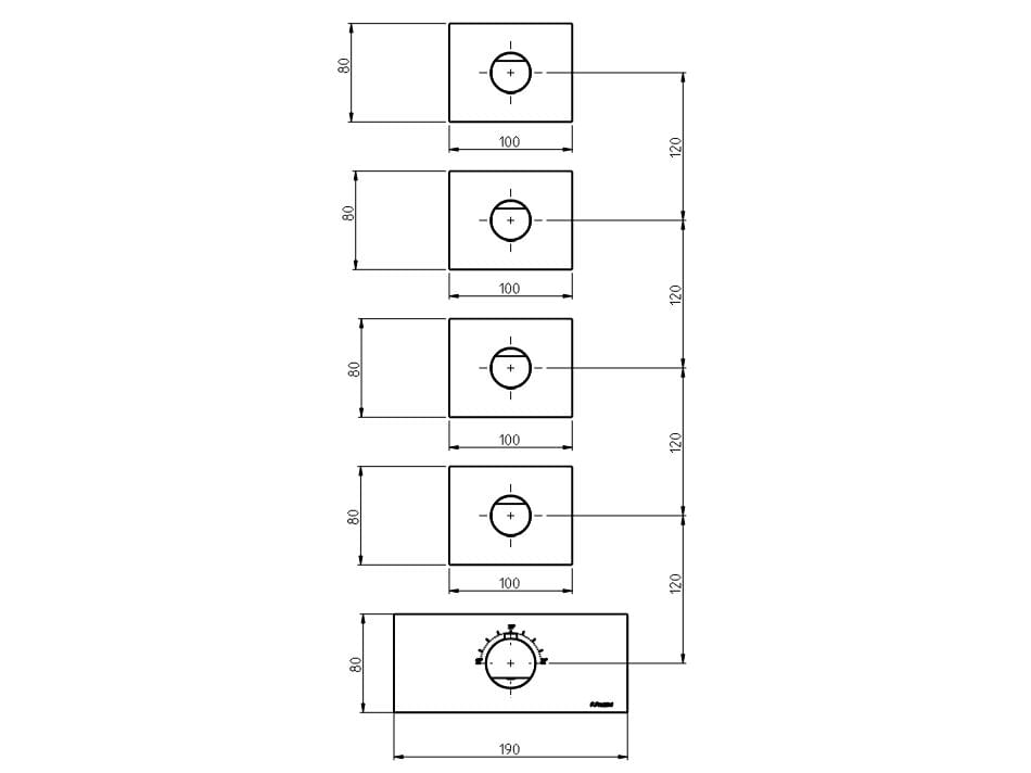 Термостатический смеситель для душа из нержавеющей стали с 5 отверстиями Rubinetterie Frattini Borgia ARCH-00094689 - Вид №1