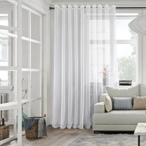 Тюль на ленте для кухни Сэлби 300x280 см полоска цвет экрю