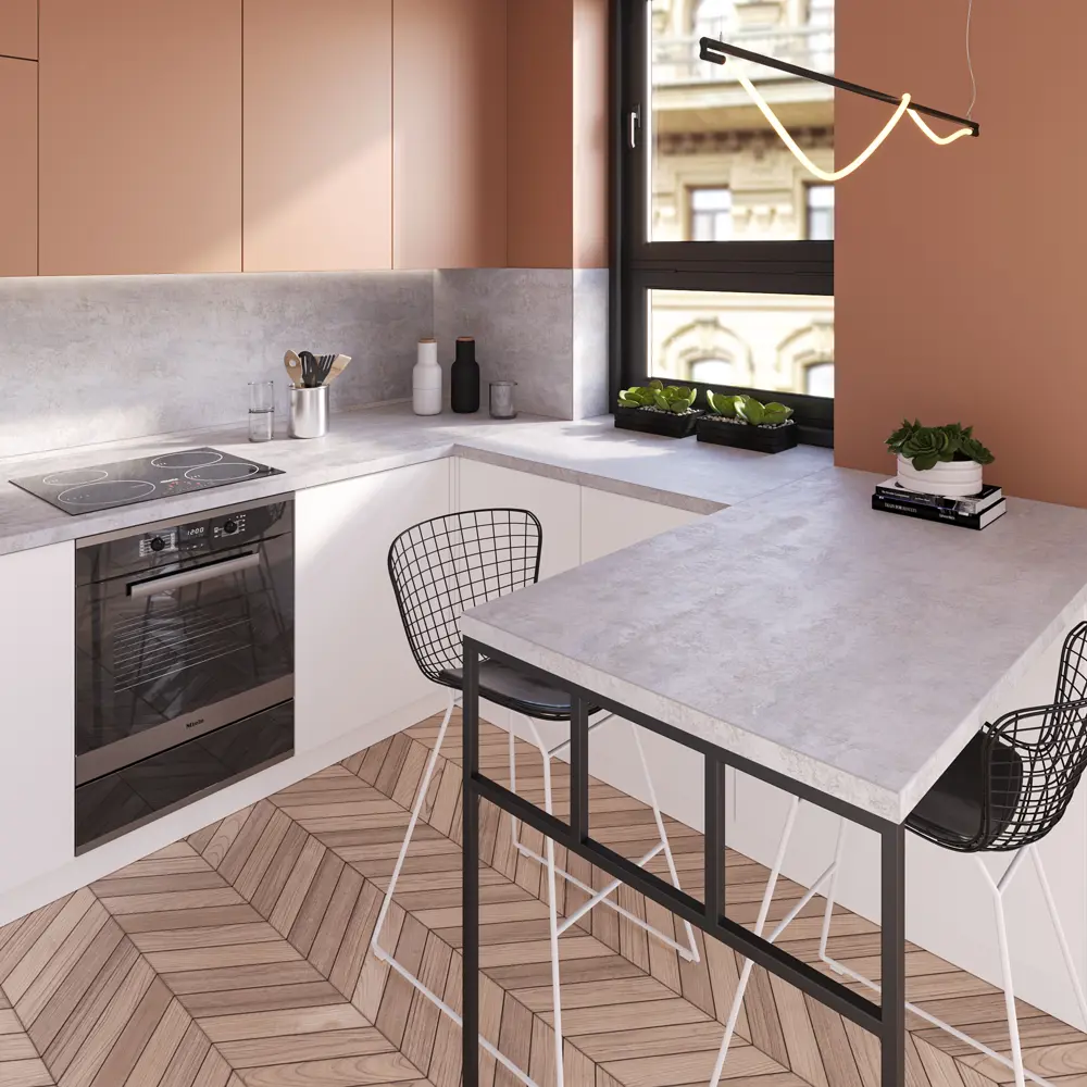 Столешница KONSENSA Бетон светлый 60x240x3.8 см ДСП цвет серый ДСП Прямой угол STLM-2137322 - Вид №4