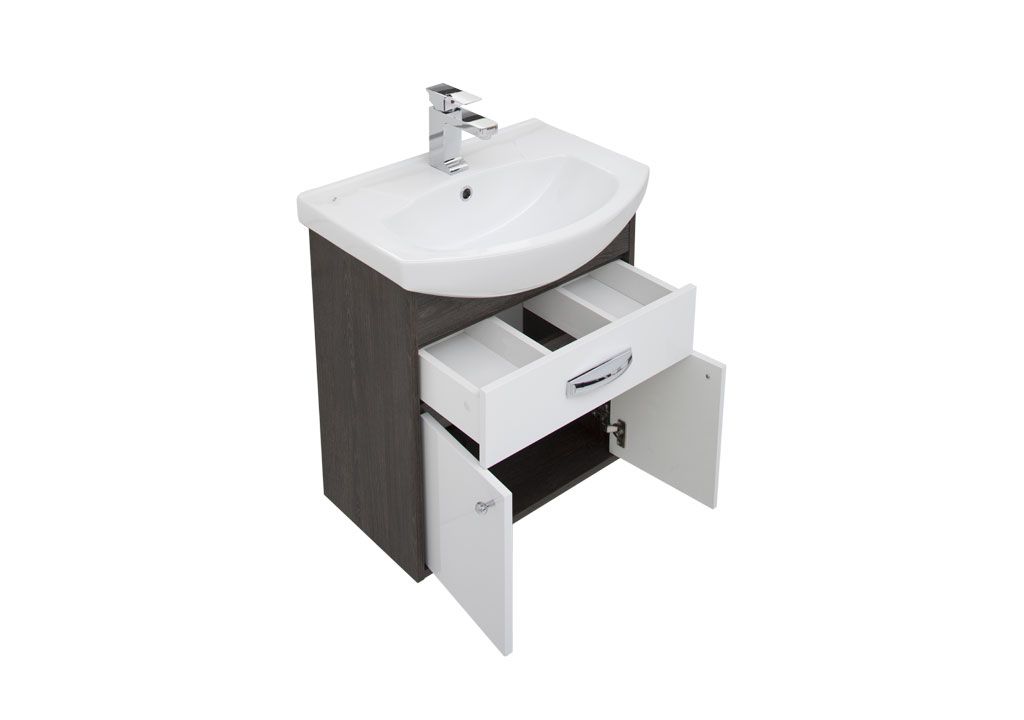 Тумба с раковиной Aquanet Грейс 60 дуб кантербери/белый (1 ящик, 2 дверцы) 0019837400182641 - Вид №3