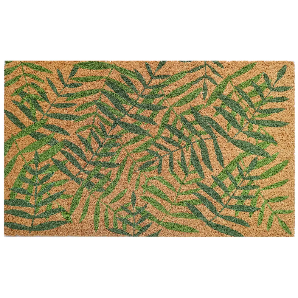 Коврик декоративный кокос Velcoc Kera Leaves 40x75 см цвет бежевый/зеленый STLM-2065214 - Вид №1