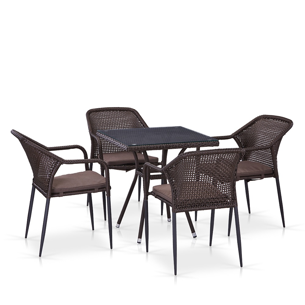 T282BNT/Y35B-W2390 Brown 4Pcs Комплект мебели из иск. ротанга T282BNT/Y35B-W2390 Brown (4+1) Afina 