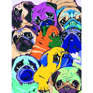 Картина по номерам Мопсы 40х50 см