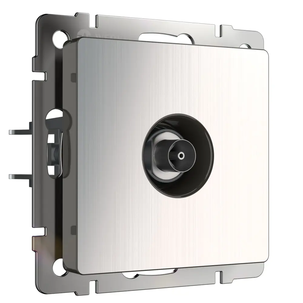 Телевизионная розетка встраиваемая Werkel без заземления цвет глянцевый никель Встраиваемые механизмы STLM-2111892