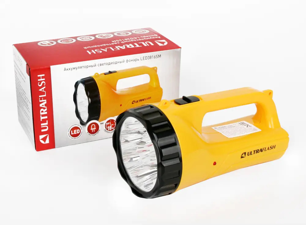 93730477 Фонарь аккумуляторный Ultraflash LED3816SM 1 Вт цвет желтый STLM-0559029